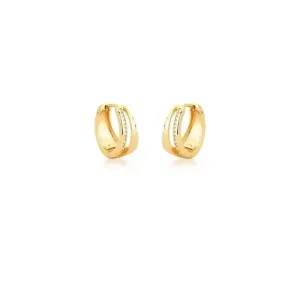 Argola 1 Linha Cravejada com 2 Linhas Lisas