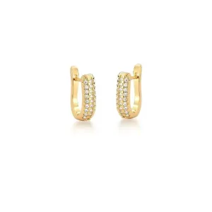 Argola Gordinha em U Cravejada com Zircônia em 3 Colunas