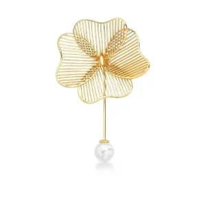 Broche Flor Rendada com Pérola