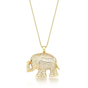Colar Pingente Elefante Cravejado