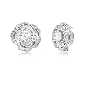 Brinco Flor Botão Cravejado Com Ponto De Luz