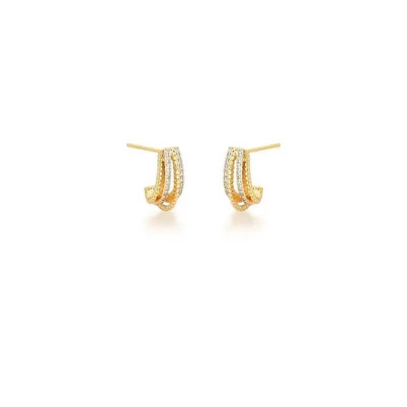 Brinco Mini Earcuff Linhas Cravejadas e Detalhadas