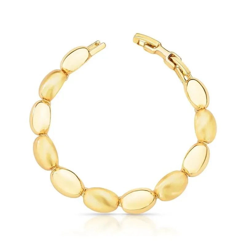 Pulseira Maleável Cotas Oval e Liso