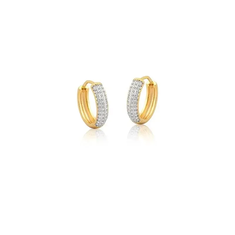 Argola Média Cravejada com Zircônia Cristal 3 Colunas