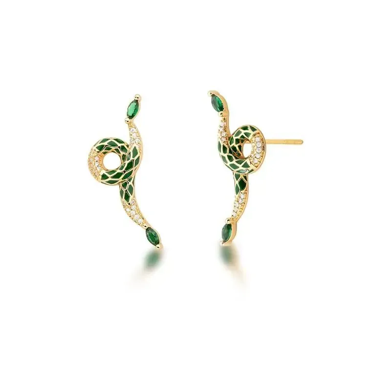 Brinco Earcuff Cobra Resinada e Zircônias