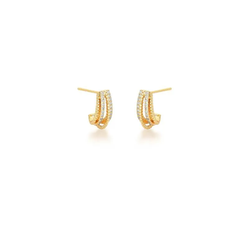 Brinco Mini Earcuff Linhas Cravejadas e Detalhadas