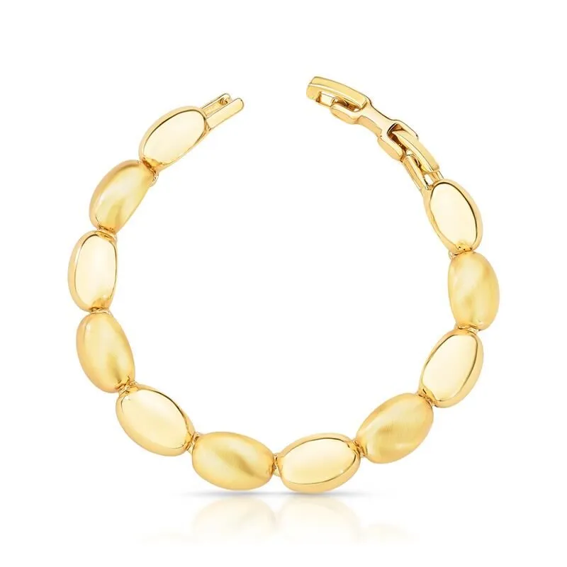 Pulseira Maleável Cotas Oval e Liso