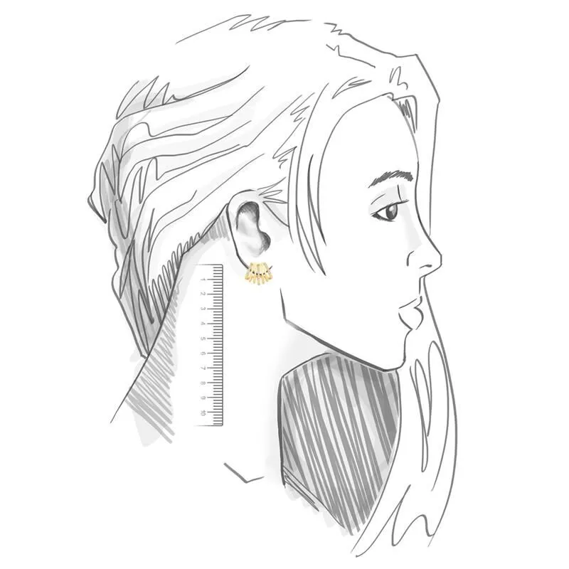 Brinco Earcuff 7 Linhas - 3 Cravejadas e 4 Lisas