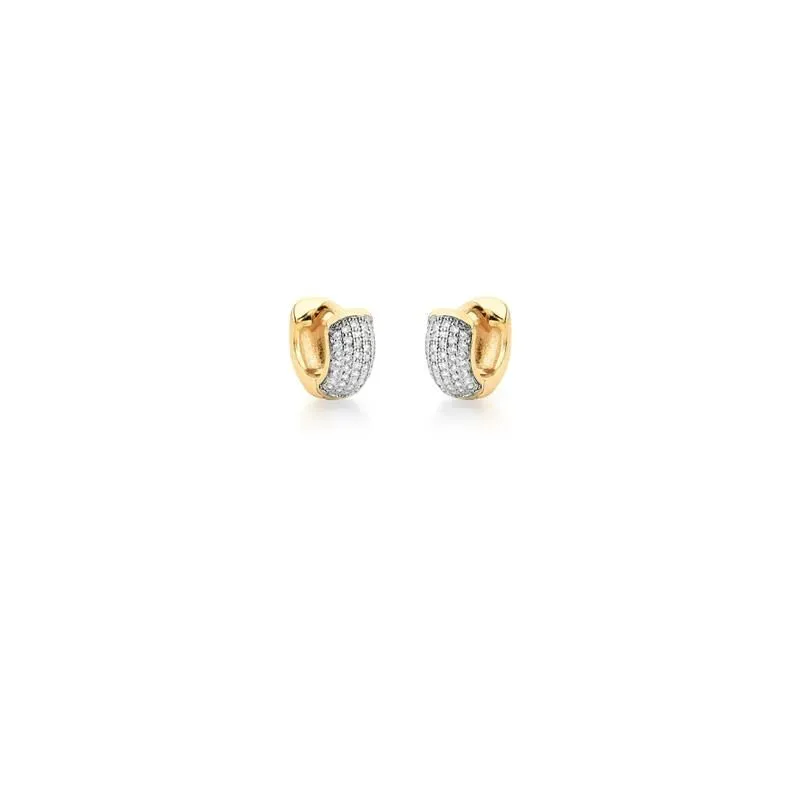 Argola Gordinha Cravejada 5 Fileiras com Caneta de Ródio Branco