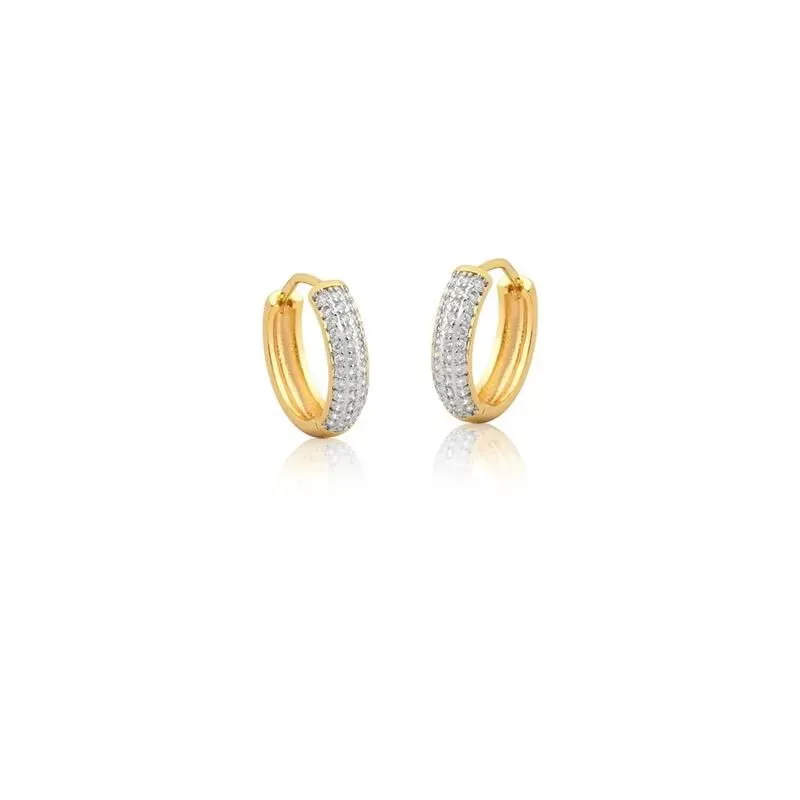 Argola Média Cravejada com Zircônia Cristal 3 Colunas