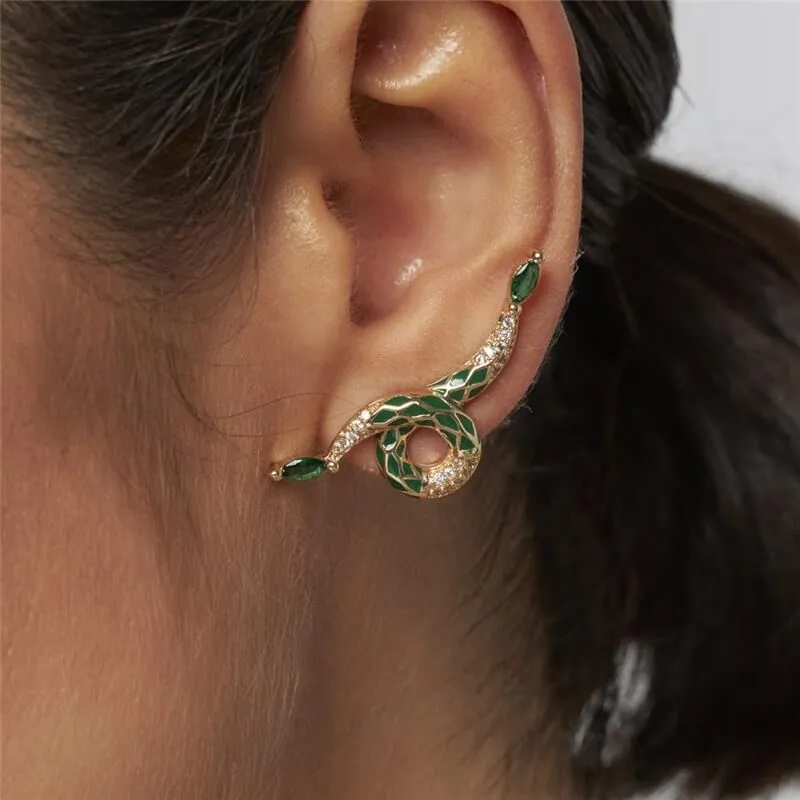 Brinco Earcuff Cobra Resinada e Zircônias