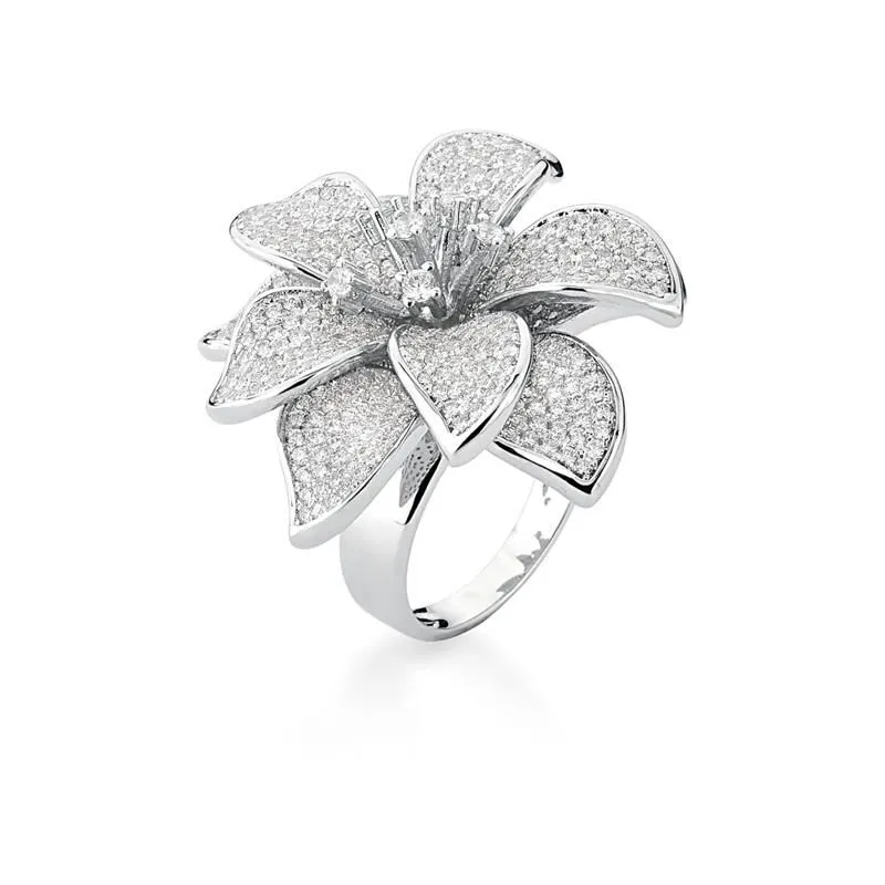 Anel Flor Magia Cravejado Zircônia