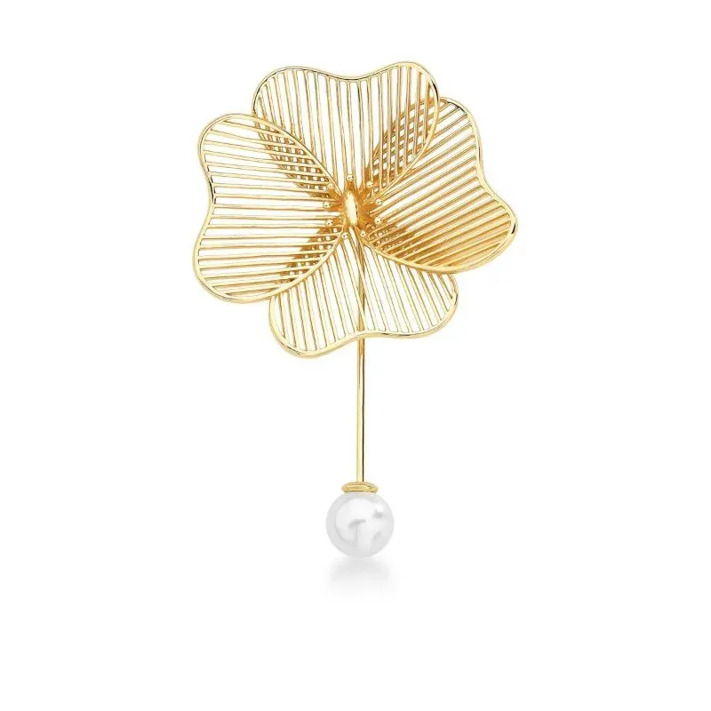 Broche Flor Rendada com Pérola