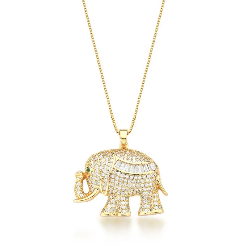 Colar Pingente Elefante Cravejado