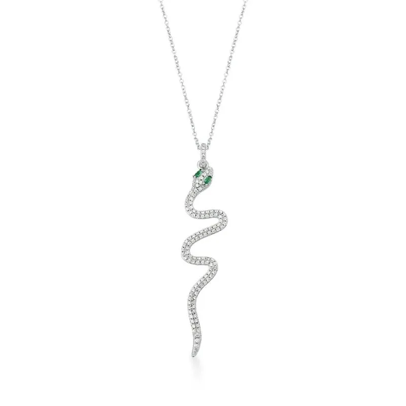 Corrente com Pingente Cobra Cravejado com Olho Verde