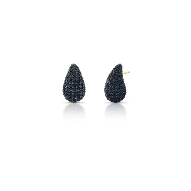 Brinco Vírgula Cravejado Zirconia Black